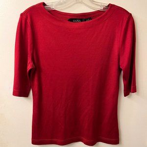 Dana Buchman Red Silk Short Sleeve Blouse Vintage 90s